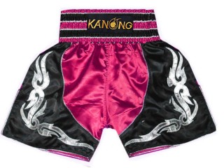 Boxing Shorts, Boxing Trunks : KNBSH-202-DarkPink-Black